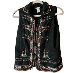 Graff by Um Company Women’s Toggle Tie Black Detail Collared Vest Size M